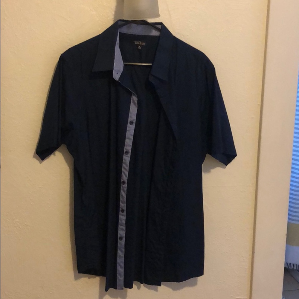 Navy button up